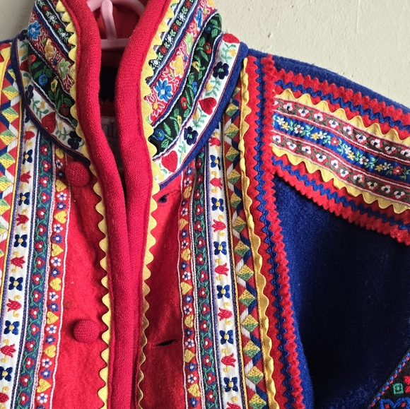 SAMII CLOTHES Gay Ellis Girls Boys Vintage Scandinavian Blue Wool Coat M - Picture 2 of 13